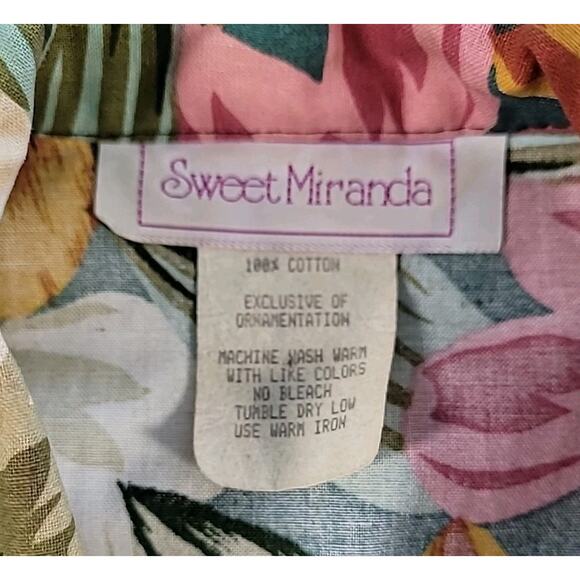 Vintage Sweet Miranda 6P Tropical Floral Dress 80s 90s Shoulder Pads EUC - Picture 4 of 9